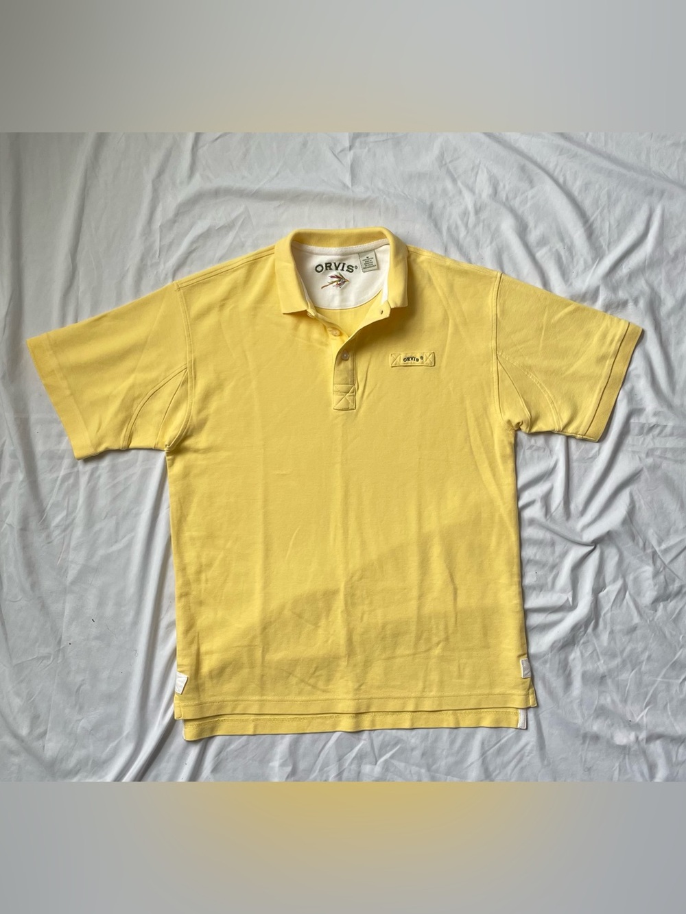 Orvis Vintage Yellow Men's Polo Shirt 100% Cotton New
